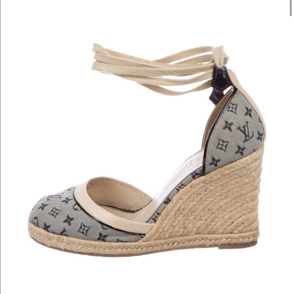 Louis Vuitton Denim Wedge Espadrilles